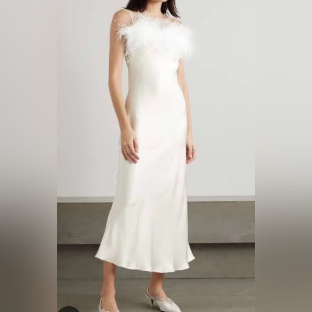Sleeper white Feathered maxi dress